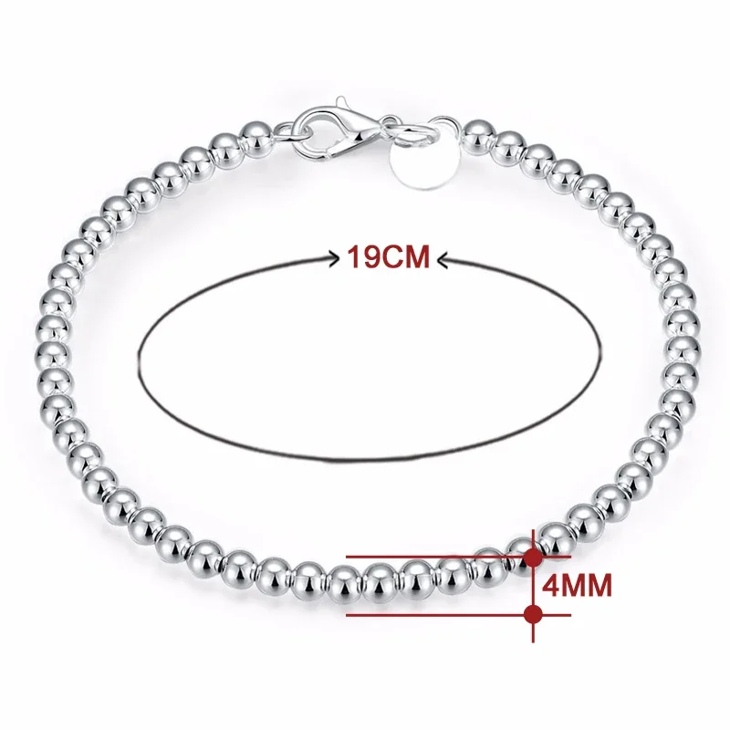 Zhubobo New Arrival 925 Sterling Silver Fashion 4mm Smooth Round Beads Charm Bracelet Women Jewelry Gift
Zhubobo New Arrival 925 Sterling Silver Fashion 4mm Smooth Round Beads Charm Bracelet Women Jewelry Gift