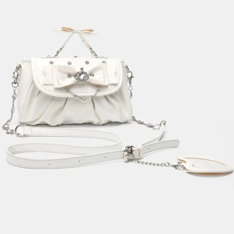 Elegant Pink Bow Rhinestone Underarm Bag Sweet Lolita Pleated Shoulder Bag, Portable Bow Handle Handbag Cute Ita Purse 2026 New
Elegant Pink Bow Rhinestone Underarm Bag Sweet Lolita Pleated Shoulder Bag, Portable Bow Handle Handbag Cute Ita Purse 2026 New