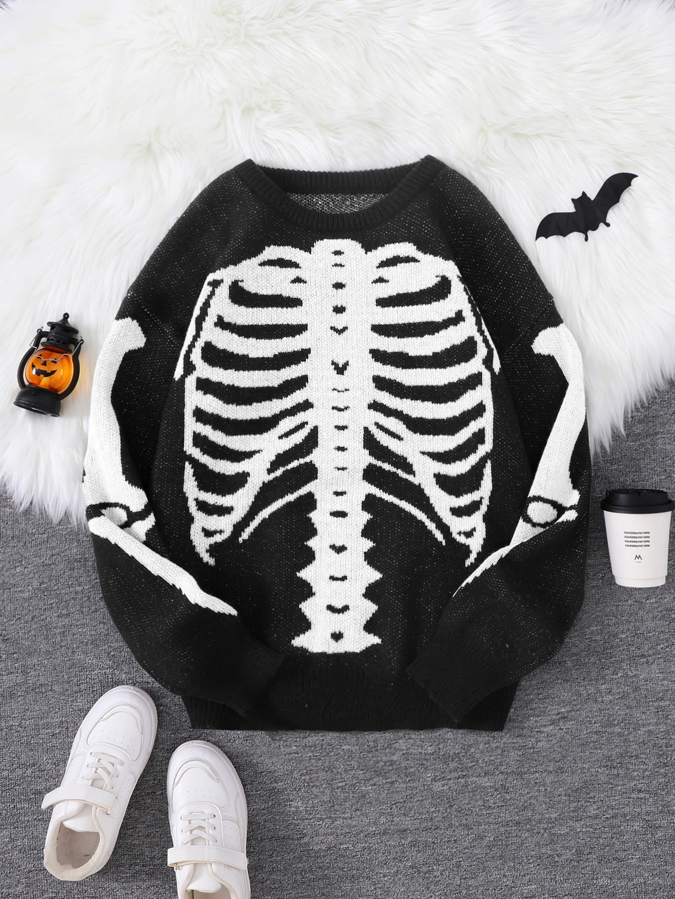 New Trendy Body Skeleton Jacquard Pattern Pullover Sweater Casual Round Neck Color-Blocking Knit Men's Pullover
New Trendy Body Skeleton Jacquard Pattern Pullover Sweater Casual Round Neck Color-Blocking Knit Men's Pullover