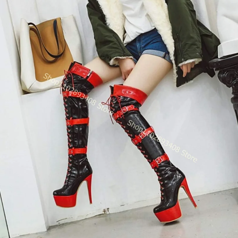 Round Toe Cross Band Platform Boots Belt Buckle Side Zipper Thin High Heels Women Spring Shoes Fashion Shoes Zapatillas Mujer
Round Toe Cross Band Platform Boots Belt Buckle Side Zipper Thin High Heels Women Spring Shoes Fashion Shoes Zapatillas Mujer