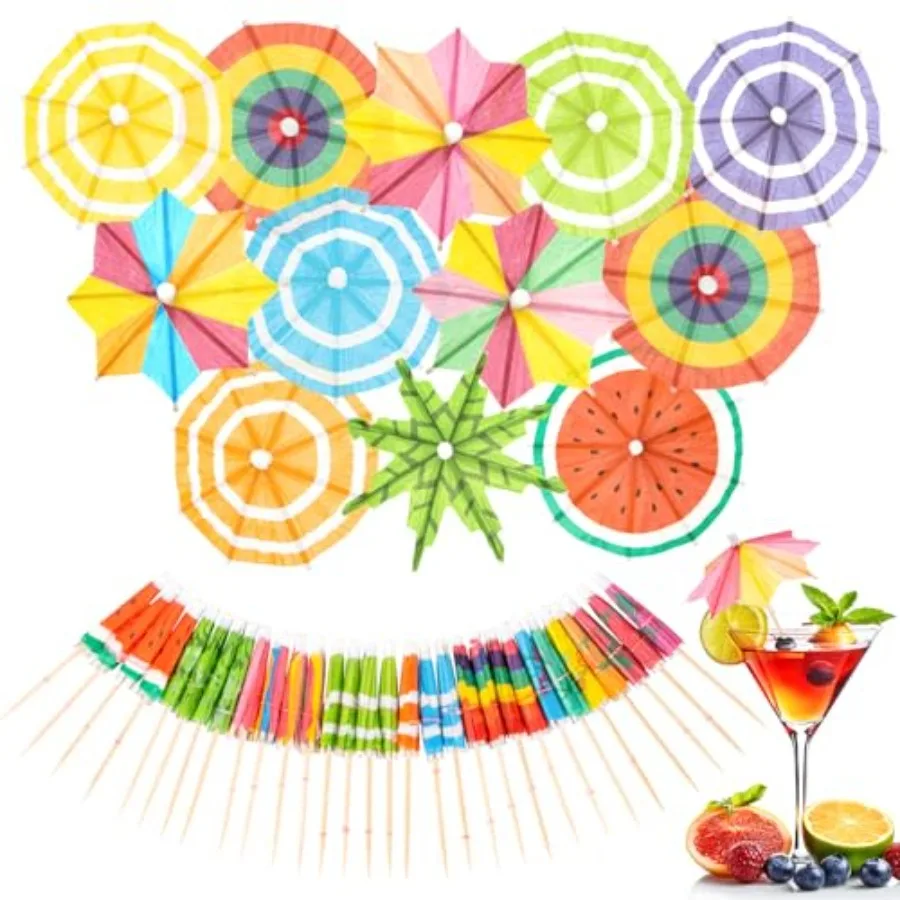 50 PACK Drink Umbrellas - 5 Styles Cocktail Umbrellas for Drinks, Paper Mini Umbrella for Drinks Hawaiian Cupcake Toppers, Colo
50 PACK Drink Umbrellas - 5 Styles Cocktail Umbrellas for Drinks, Paper Mini Umbrella for Drinks Hawaiian Cupcake Toppers, Colo