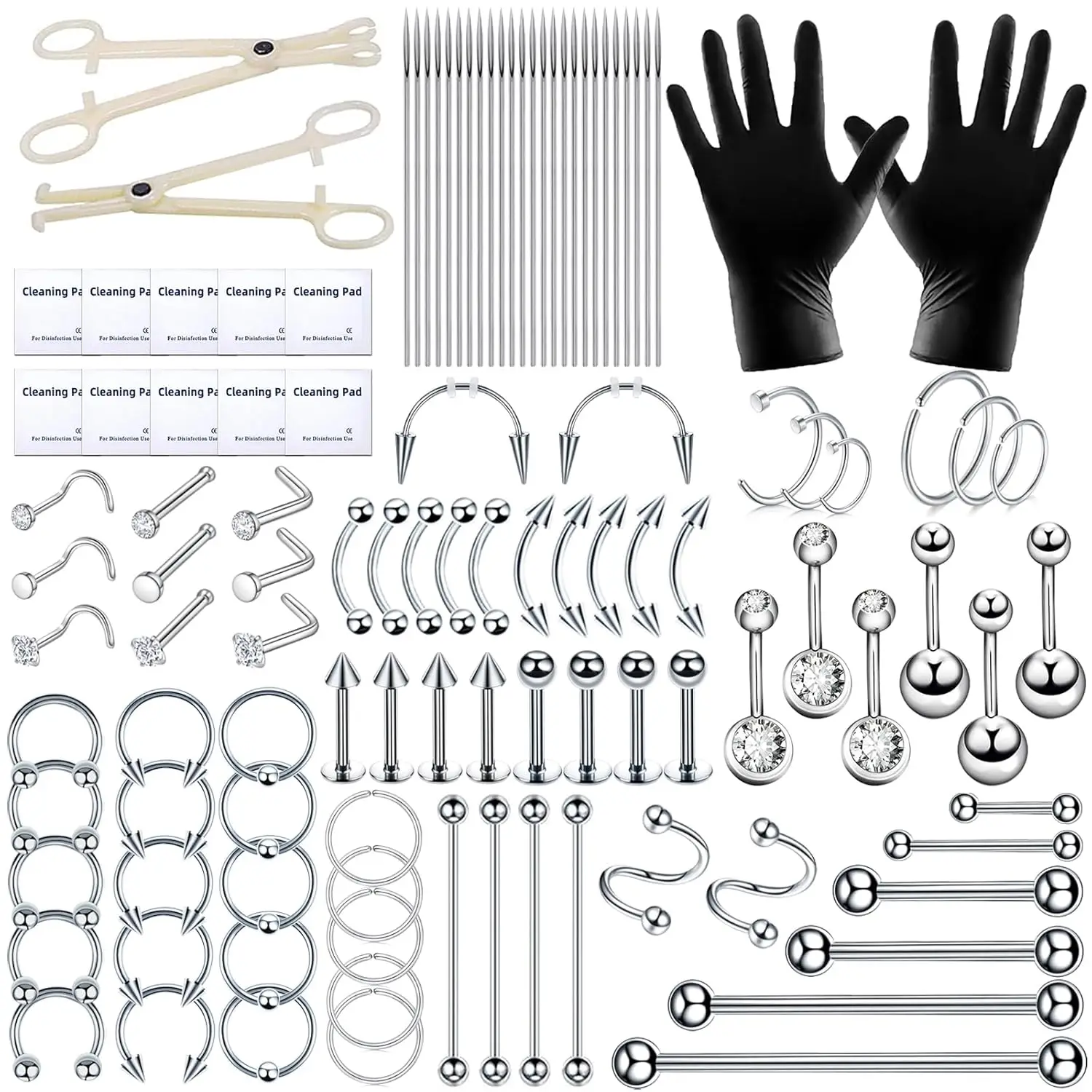 110Pcs Complete Piercing Kit for All Body Parts with Sterilized Needles (12G-20G)
110Pcs Complete Piercing Kit for All Body Parts with Sterilized Needles (12G-20G)