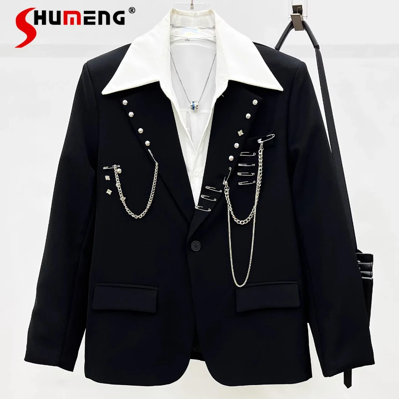 Men's 2025 New Loose Solid Color High-End Suit Jackets Metal Pin Design Fashion Versatile Tailored Coats Padded Shoulder Blazers
Men's 2025 New Loose Solid Color High-End Suit Jackets Metal Pin Design Fashion Versatile Tailored Coats Padded Shoulder Blazers