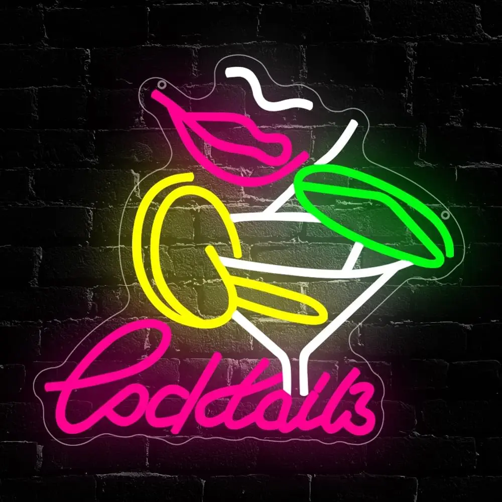 Cocktails Neon Sign USB Powered LED Neon Light for Bar Party Night Club Gaming Room Bedroom Aesthetic Decoration Art Wall Light
Cocktails Neon Sign USB Powered LED Neon Light for Bar Party Night Club Gaming Room Bedroom Aesthetic Decoration Art Wall Light