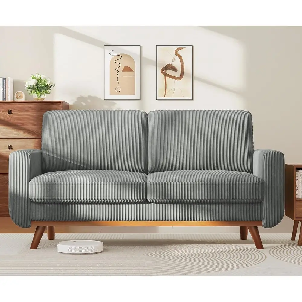 Extra Deep Seated Gray Corduroy Loveseat with Spring Cushion for Bedroom, Living Room, or Office
Extra Deep Seated Gray Corduroy Loveseat with Spring Cushion for Bedroom, Living Room, or Office