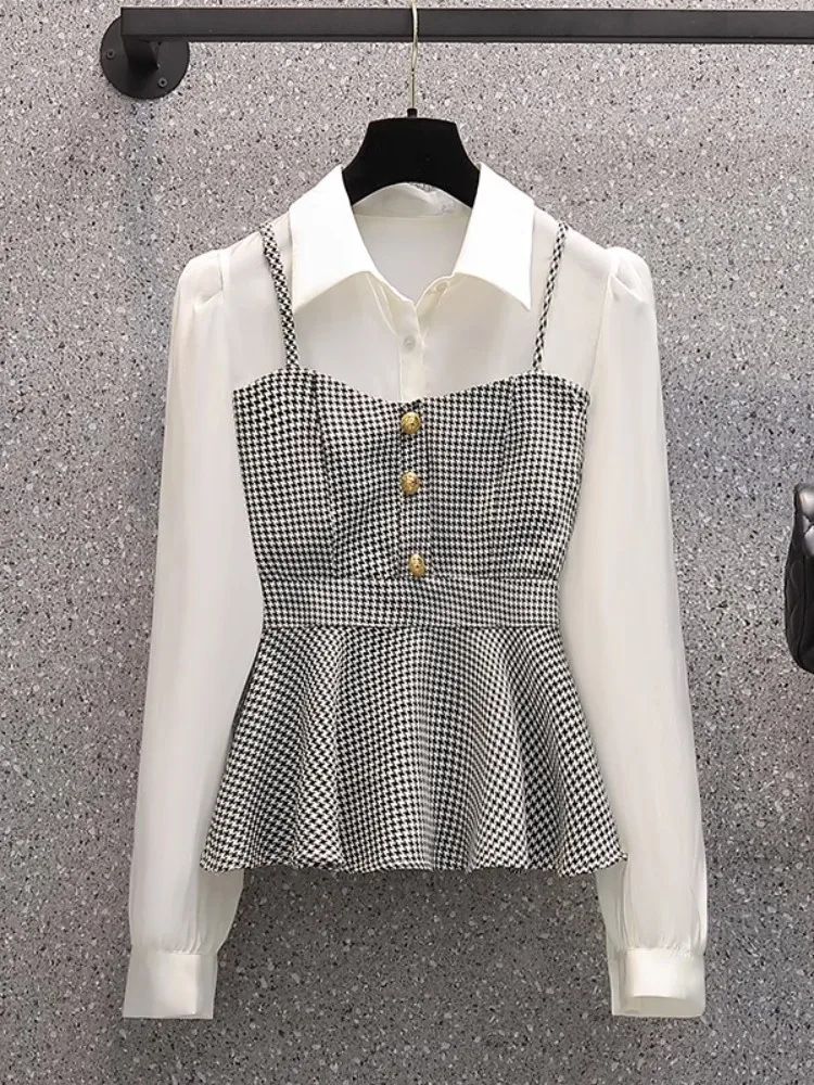Spring two pieces of checkered long sleeved shirts women fashionable loose stylish cinched waist slimming trendy top
Spring two pieces of checkered long sleeved shirts women fashionable loose stylish cinched waist slimming trendy top