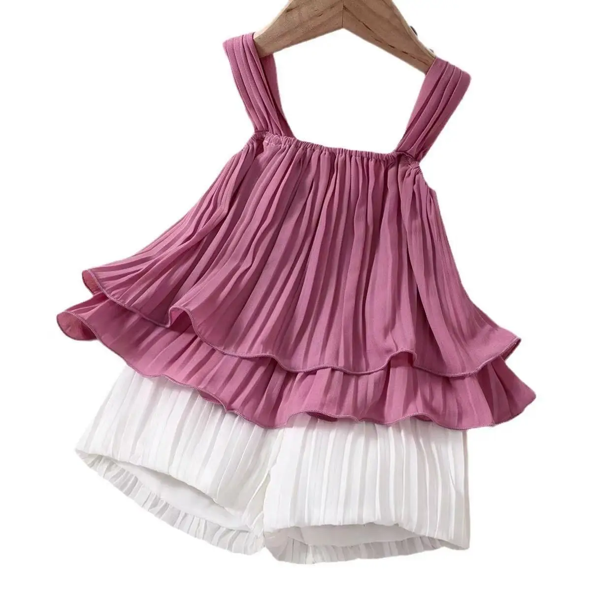 Kids and Girls Summer Pleated Chiffon With Solid Skirt Skirt Top Shorts Seaside Set 2-6Y Kids Outfits
Kids and Girls Summer Pleated Chiffon With Solid Skirt Skirt Top Shorts Seaside Set 2-6Y Kids Outfits