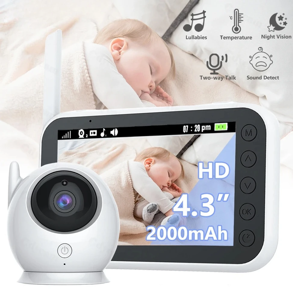 4.3in Screen Baby Monitors 2-way Audio Intercom Bebe Feeding Cry Baby Newborn Items Electronic Nanny Night Vision Child Camera
4.3in Screen Baby Monitors 2-way Audio Intercom Bebe Feeding Cry Baby Newborn Items Electronic Nanny Night Vision Child Camera