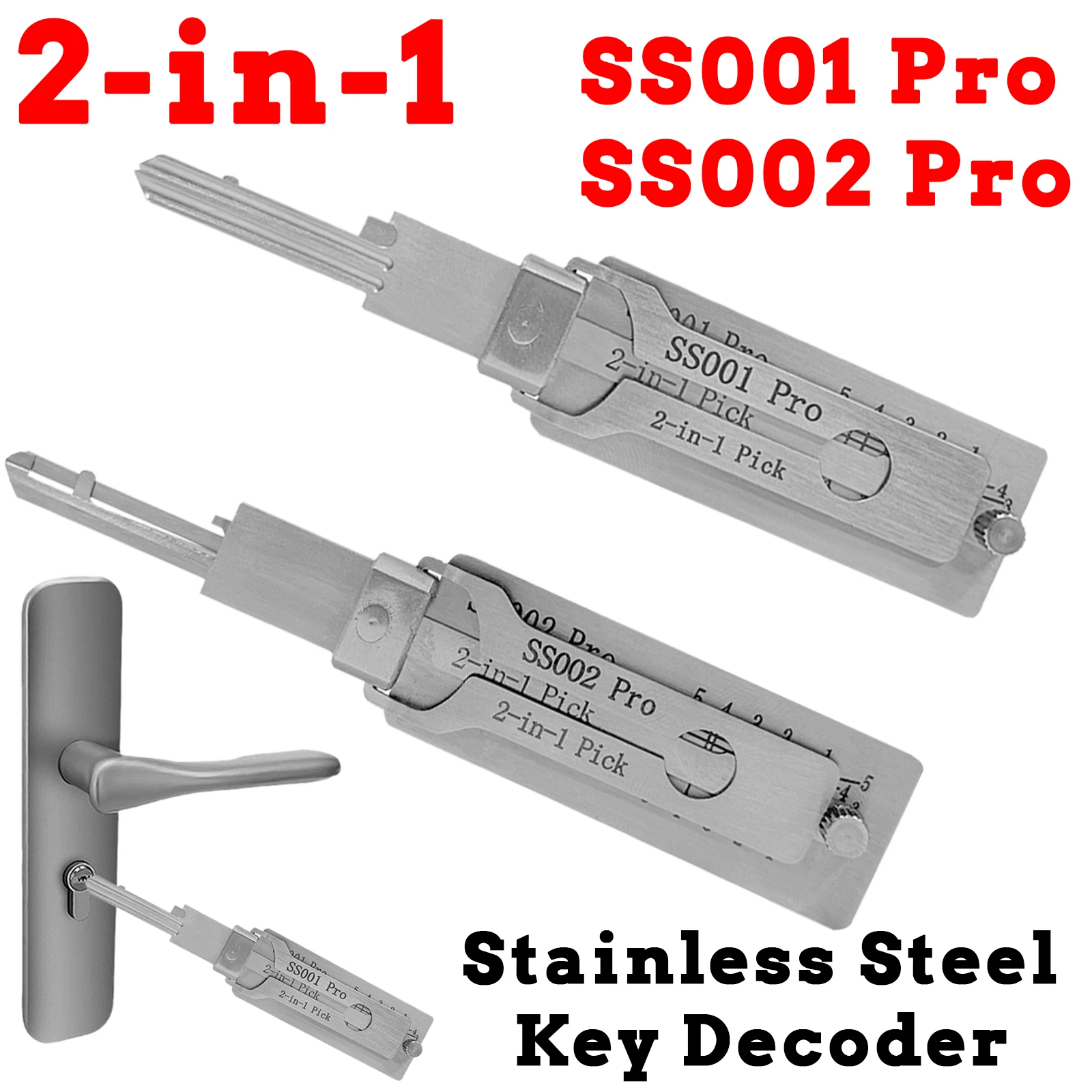 SS001Pro SS002Pro Decoder Portable Key 2-in-1 Stainles Steel Key SS001Pro Locksmith Tools SS002Pro Straight Slot Key Decoder