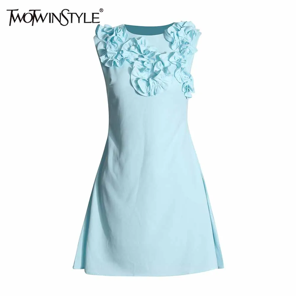 TWOTWINSTYLE Patchwork Zipper Slim Dresses For Women Round Neck Sleeveless High Waist Spliced Appliques Temperament Dress Female
TWOTWINSTYLE Patchwork Zipper Slim Dresses For Women Round Neck Sleeveless High Waist Spliced Appliques Temperament Dress Female