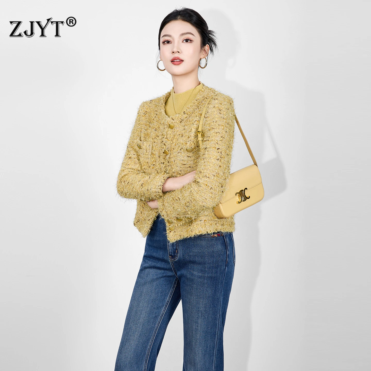 ZJYT Осень Зима Женское Короткое Твидовое Шерстяное Пальто Куртка Модельер С Длинным Рукавом О Шеи Повседневная Верхняя Одежда Femme Veste Желтый
ZJYT Осень Зима Женское Короткое Твидовое Шерстяное Пальто Куртка Модельер С Длинным Рукавом О Шеи Повседневная Верхняя Одежда Femme Veste Желтый
