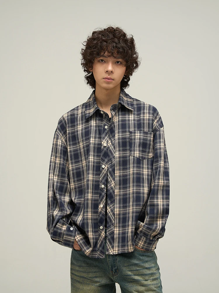 WLNEXT Men's Retro American Plaid Long Sleeve Shirt Street Drapey Style Couple's Trendy Brand Cotton Polyester Blend Autumn Wear
WLNEXT Men's Retro American Plaid Long Sleeve Shirt Street Drapey Style Couple's Trendy Brand Cotton Polyester Blend Autumn Wear