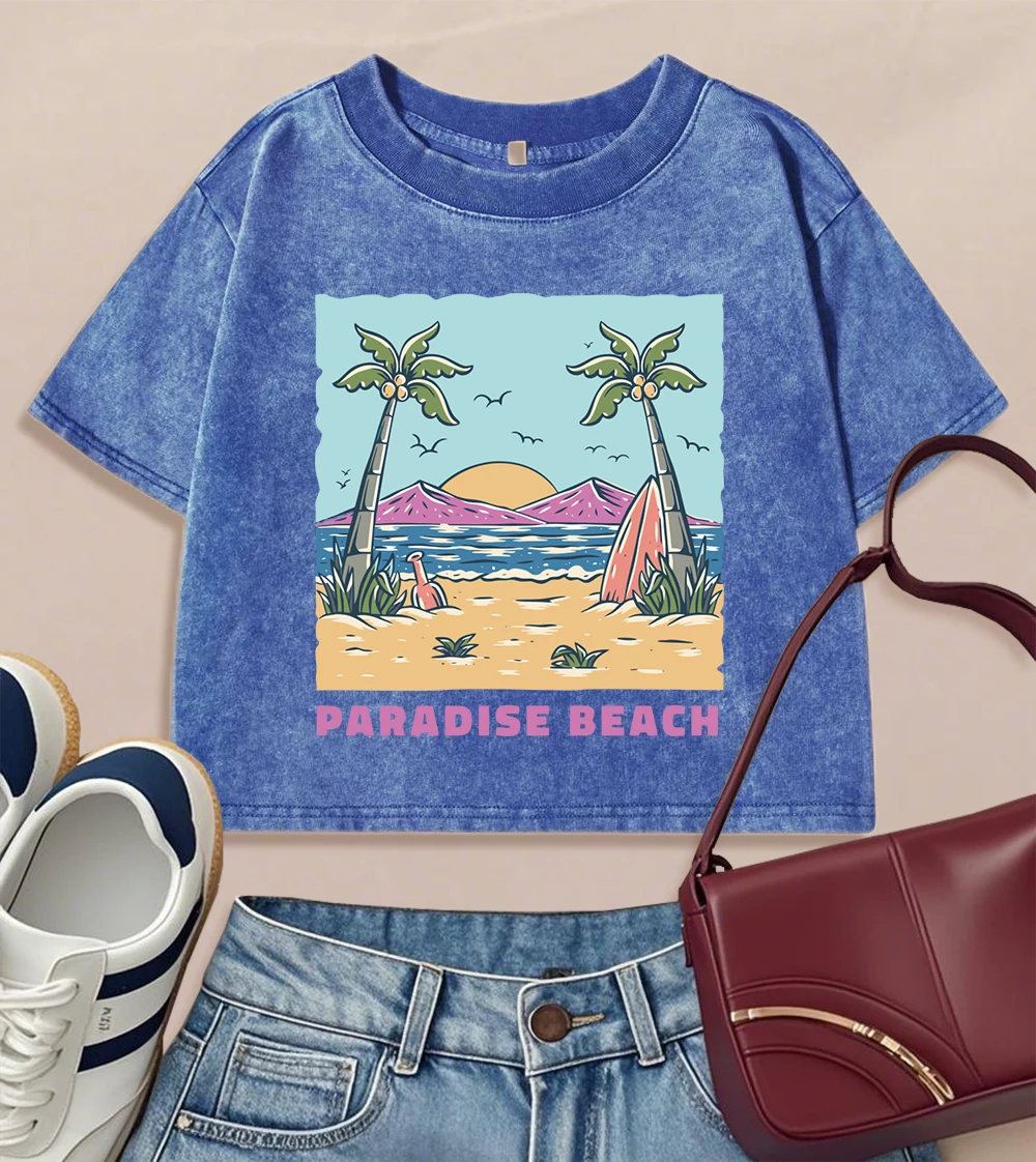 Pardise Beach Coconut Tree Print Women Washed T-Shirt Hip Hop Multicolor T Shirts Slim Crewneck Top Summer Cotton Streetwear
Pardise Beach Coconut Tree Print Women Washed T-Shirt Hip Hop Multicolor T Shirts Slim Crewneck Top Summer Cotton Streetwear