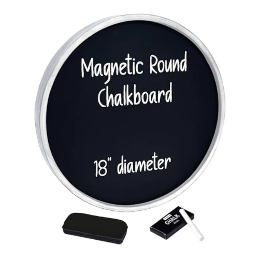 Round Magnetic Chalkboard with Wooden Frame for Office and Home 18x18 inches with Mounting Hardware 4-Piece Chalk Set and Erase
Round Magnetic Chalkboard with Wooden Frame for Office and Home 18x18 inches with Mounting Hardware 4-Piece Chalk Set and Erase