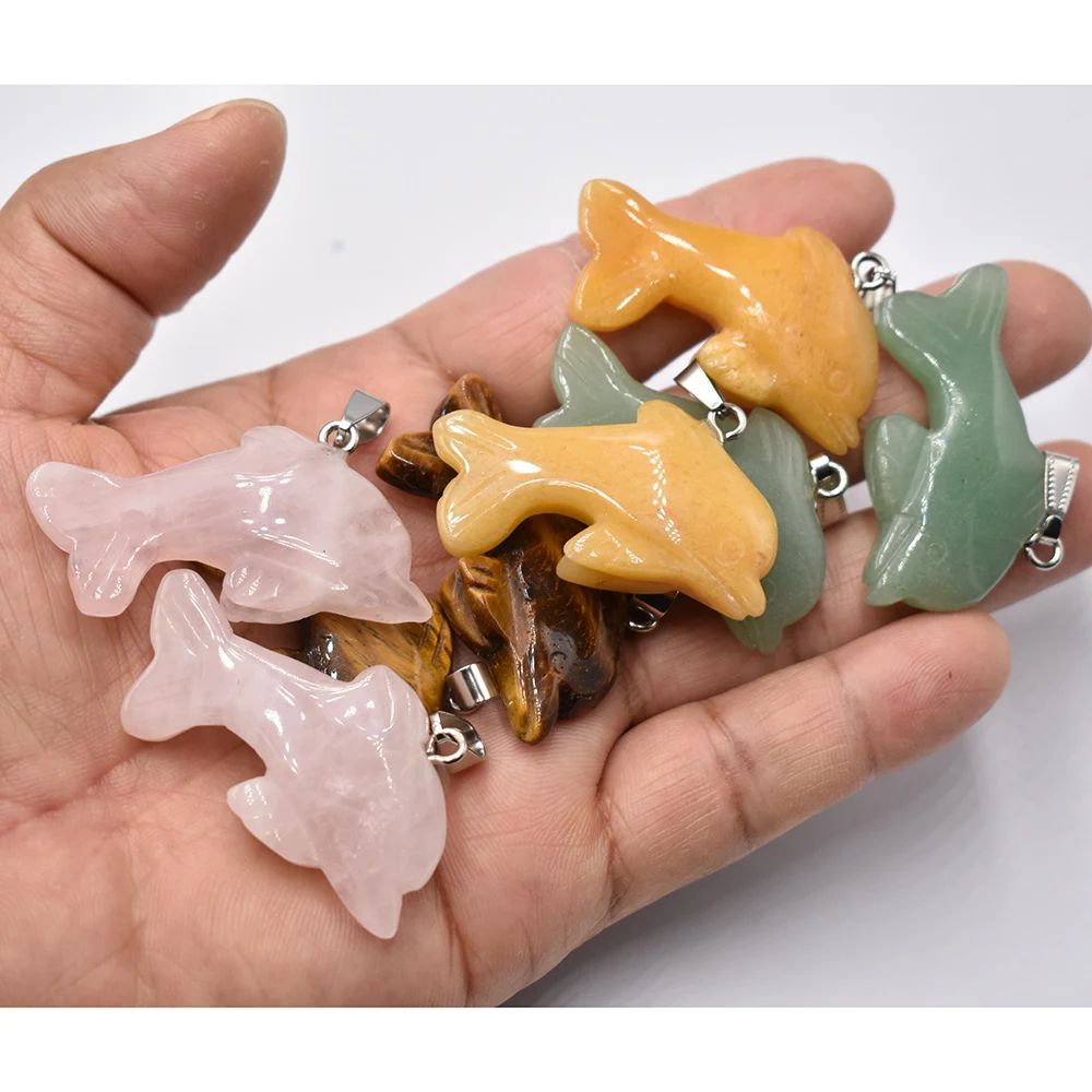 Wholesale 8pcs/lot fashion good quality natural Stone mixed carved Dolphin shape pendant for jewelry making free shipping
Wholesale 8pcs/lot fashion good quality natural Stone mixed carved Dolphin shape pendant for jewelry making free shipping