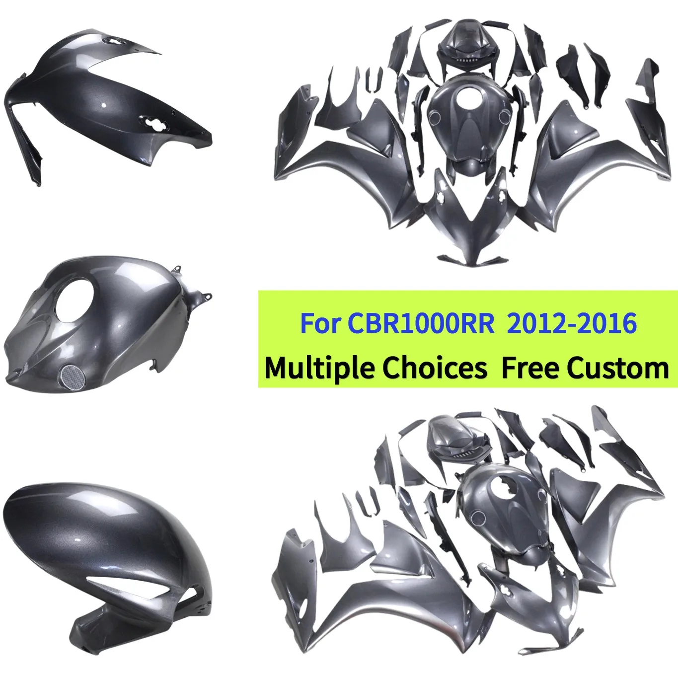 Комплект обтекателей для мотоцикла CBR1000RR (2012-2016) цвета оружейной стали, литые панели из АБС-пластика, детали для спортбайка
Комплект обтекателей для мотоцикла CBR1000RR (2012-2016) цвета оружейной стали, литые панели из АБС-пластика, детали для спортбайка