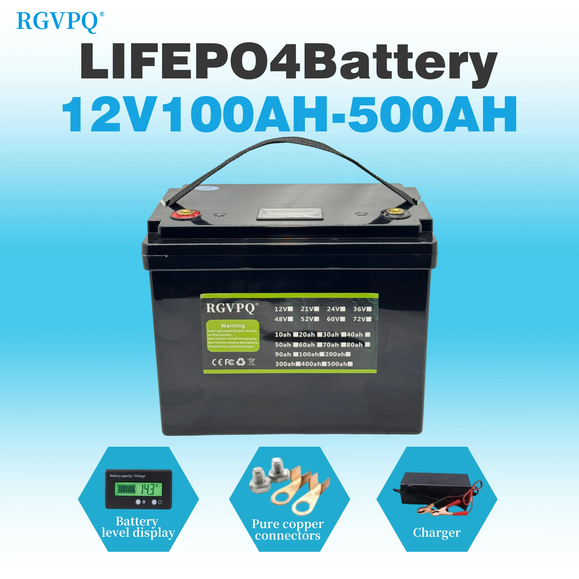 LIFEPO4 Battery12V500AH, Air freight fast transportation, built-in 100AHBMS, application of household power supply, solar energy
LIFEPO4 Battery12V500AH, Air freight fast transportation, built-in 100AHBMS, application of household power supply, solar energy