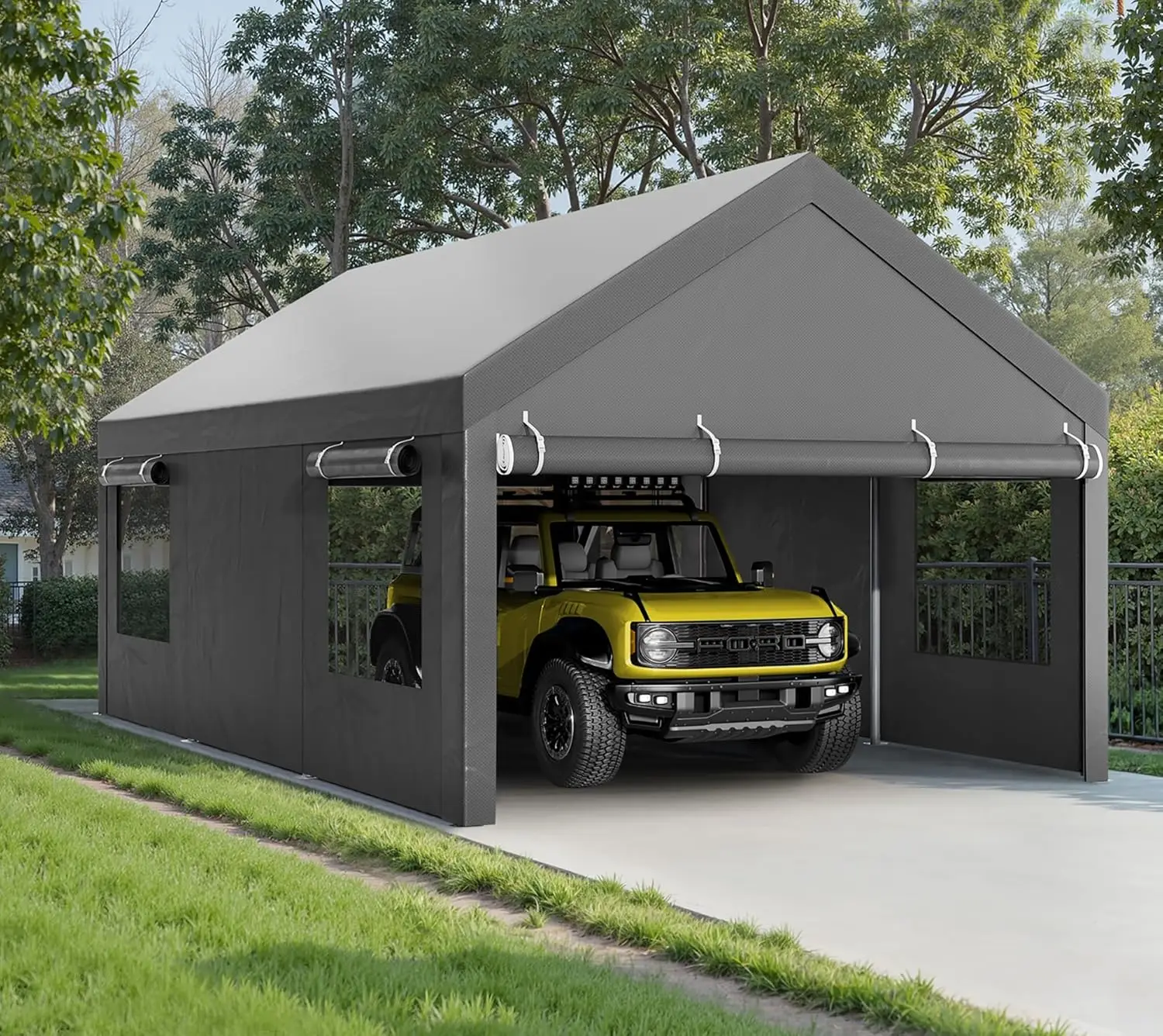 Carport, 12x20 ft Heavy Duty Carport Canopy with Roll-up Windows, Portable Garage with Removable Sidewalls & Doors, Car Canopy w
Carport, 12x20 ft Heavy Duty Carport Canopy with Roll-up Windows, Portable Garage with Removable Sidewalls & Doors, Car Canopy w