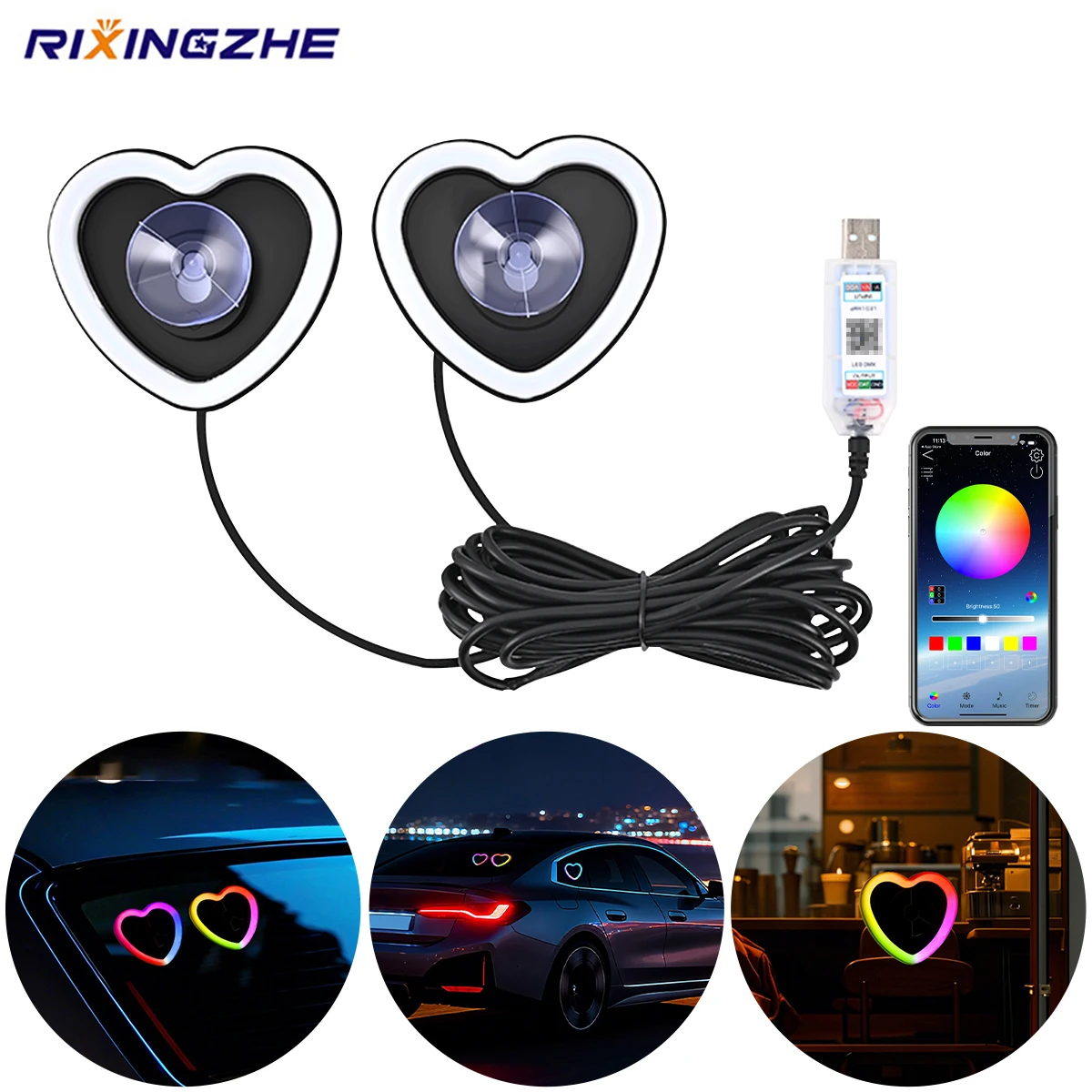 2 in 1 Car LED Ambient Light Neon LED Interior Light USB RGB Heart Shape Decoration Lights Atmosphere Light Car DIY Lamp APP
2 in 1 Car LED Ambient Light Neon LED Interior Light USB RGB Heart Shape Decoration Lights Atmosphere Light Car DIY Lamp APP