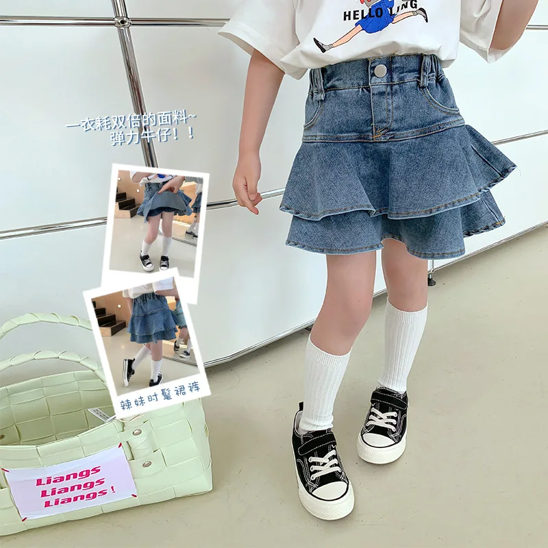 Girls Korean Version of Sweet Cool Babes High Elastic Denim Pleated Short Skirt Summer Children Fake Two Culottes
Girls Korean Version of Sweet Cool Babes High Elastic Denim Pleated Short Skirt Summer Children Fake Two Culottes