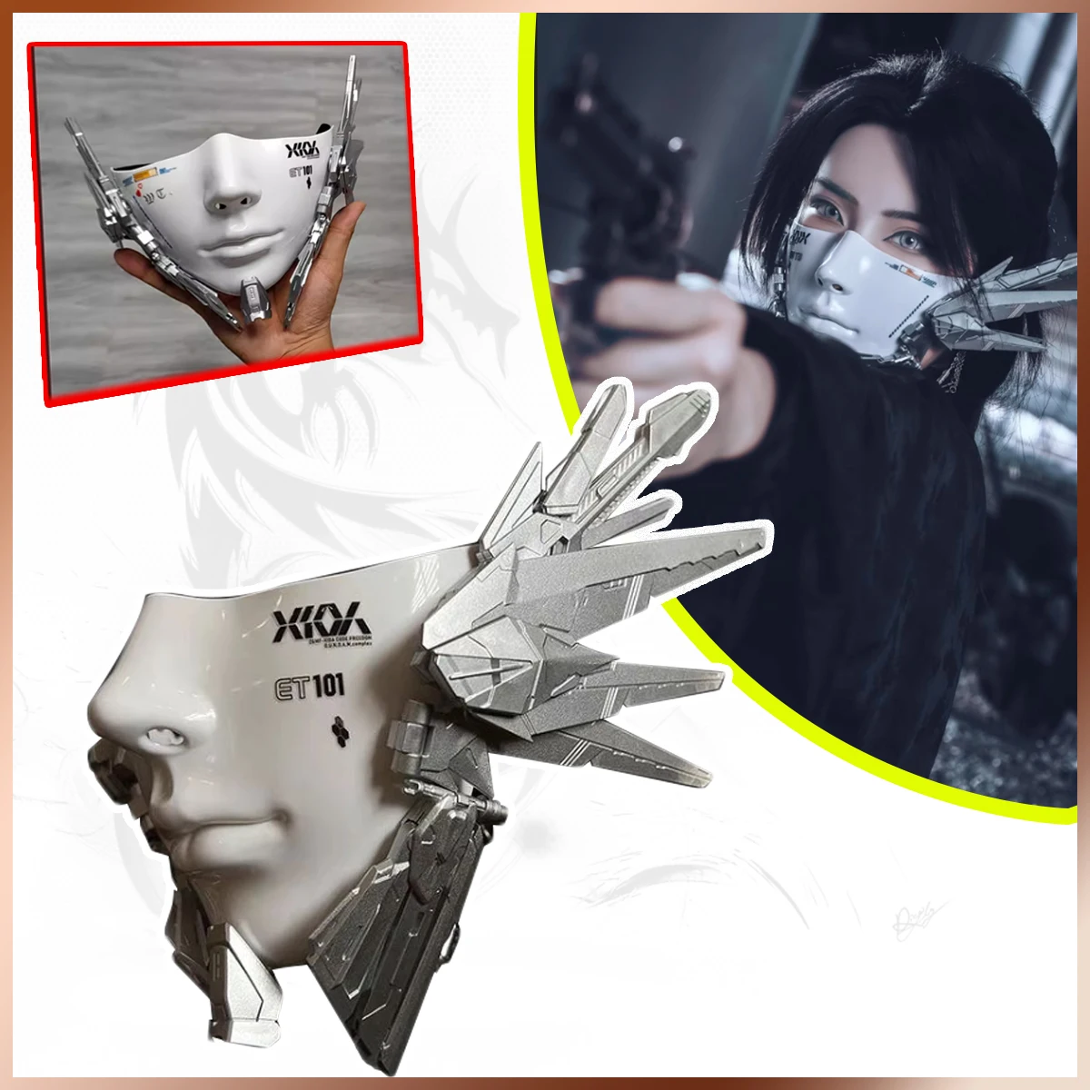 Cyberpunk mechanical Ji mask Cosplay Modified Half Face Fashion Mask Figure Toys Model Collect Models Decorate cos Mask
Cyberpunk mechanical Ji mask Cosplay Modified Half Face Fashion Mask Figure Toys Model Collect Models Decorate cos Mask
