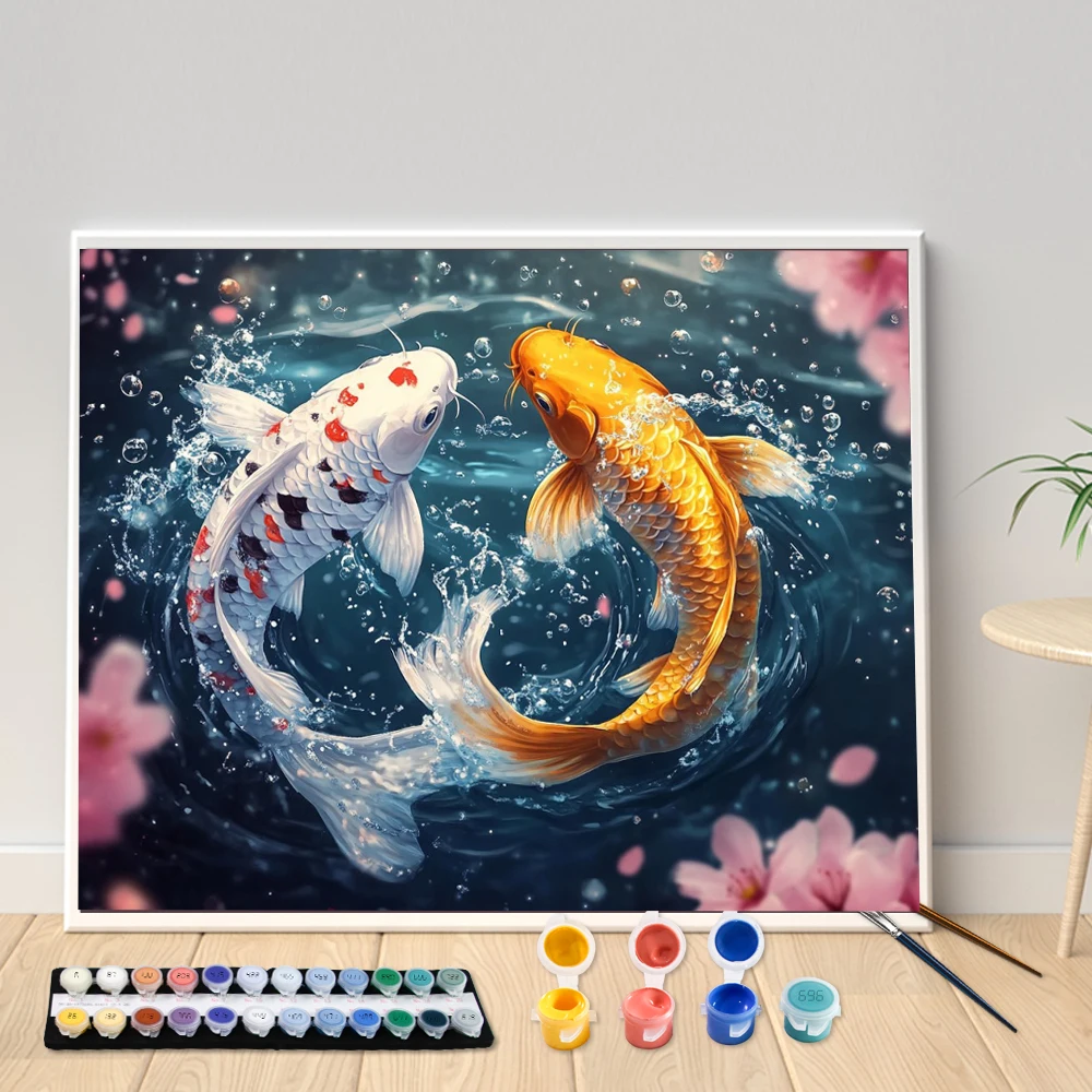 Digital Acrylic Painting Kit DIY Two carp Hand Art Canvas Hand Painted Home Decor Personalized Surprise Gift
Digital Acrylic Painting Kit DIY Two carp Hand Art Canvas Hand Painted Home Decor Personalized Surprise Gift