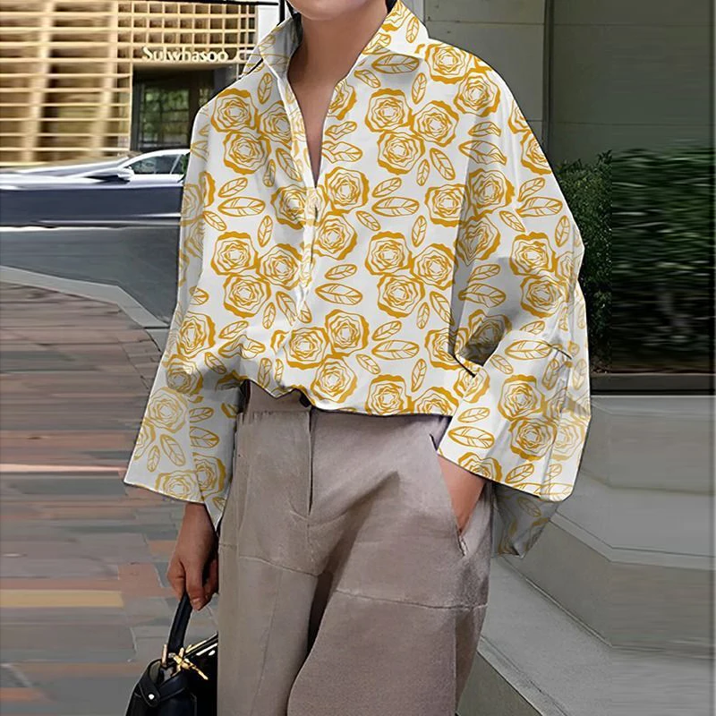 Woman Spring Autumn Flower Print Lapel Shirts Tops 2025 New Long Sleeves Loose Buttoned Trendy Office Blouse Clothes for Ladies
Woman Spring Autumn Flower Print Lapel Shirts Tops 2025 New Long Sleeves Loose Buttoned Trendy Office Blouse Clothes for Ladies