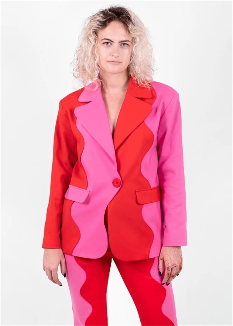 Stitching Color Casual Women Suits Sets 2 Piece Blazer + Pants One Button Fashion Formal Party Prom Evening Dress Custom Made
Stitching Color Casual Women Suits Sets 2 Piece Blazer + Pants One Button Fashion Formal Party Prom Evening Dress Custom Made