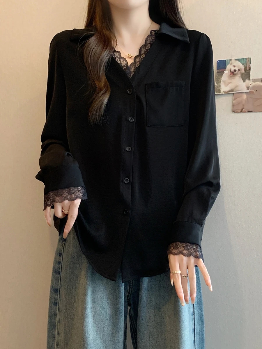 plus Size Lace Splice Long Sleeve Shirt Women Spring New Style Micro Plump MM Loose Slimming Versatile Fashionable Top
plus Size Lace Splice Long Sleeve Shirt Women Spring New Style Micro Plump MM Loose Slimming Versatile Fashionable Top