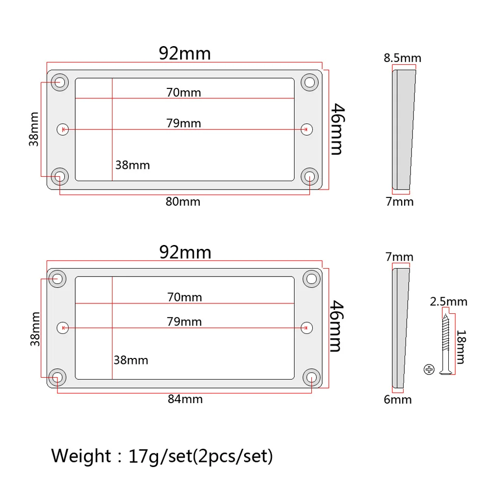 2Pcs Humbucker Frame Pickup Ring Double Coil Slanted Electric Guitar Mounting Ring Maple Wood Plastic DIY Replacement Parts 
2Pcs Humbucker Frame Pickup Ring Double Coil Slanted Electric Guitar Mounting Ring Maple Wood Plastic DIY Replacement Parts