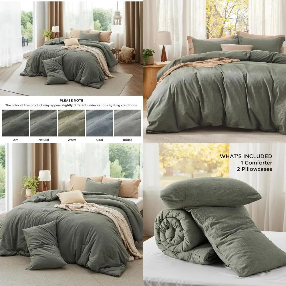 Olive Green Queen Comforter Set - 3-Piece Cotton & Microfiber, All-Season, 90x90 Comforter, 2 Pillowcases
Olive Green Queen Comforter Set - 3-Piece Cotton & Microfiber, All-Season, 90x90 Comforter, 2 Pillowcases