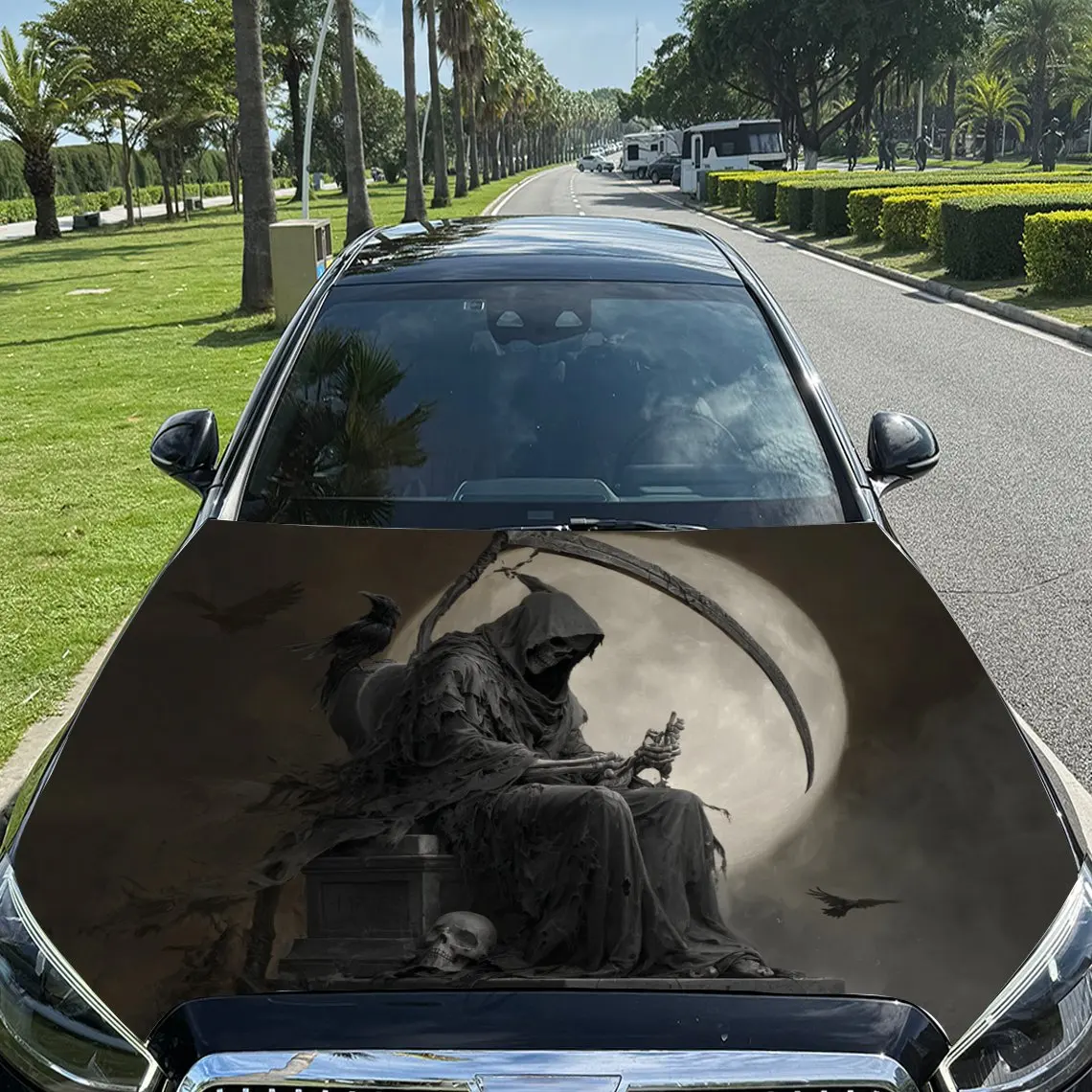 Reaper, Crow, Skull & Moon Car Vinyl Wrap, PVC Material Waterproof Car Hood Sticker, Self-Adhesive Scratch-Resistant Stickers fo
Reaper, Crow, Skull & Moon Car Vinyl Wrap, PVC Material Waterproof Car Hood Sticker, Self-Adhesive Scratch-Resistant Stickers fo