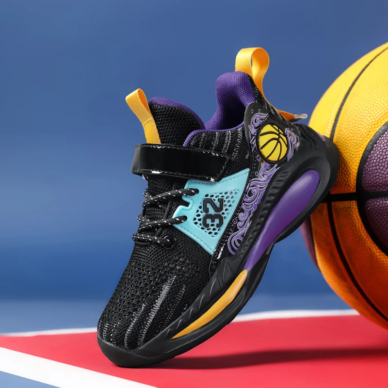 A pair of children's velcro breathable basketball shoes cushioned anti-slip sole outdoor training sneakers XBS-719
A pair of children's velcro breathable basketball shoes cushioned anti-slip sole outdoor training sneakers XBS-719