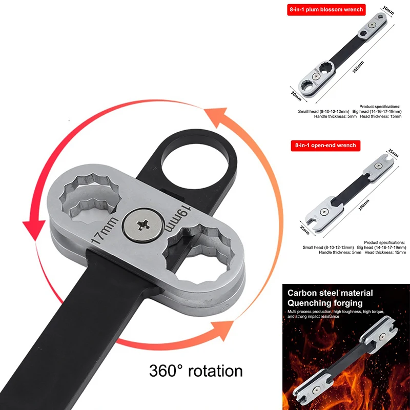 Профессионал 360° ° Вращающийся комбинированный ключ: метрическая конструкция 8–10, 12, 16, 19 мм, конструкция 8-в-1 для эффективного ремонта дома и авто
Профессионал 360° ° Вращающийся комбинированный ключ: метрическая конструкция 8–10, 12, 16, 19 мм, конструкция 8-в-1 для эффективного ремонта дома и авто