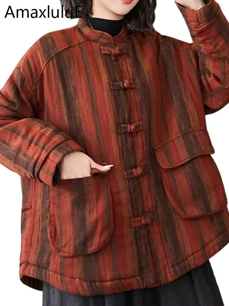 Amax LuluE китайский дизайн зимние полосатые стеганые куртки женские модные теплые парки женские винтажные свободные утепленные пальто для отдыха
Amax LuluE китайский дизайн зимние полосатые стеганые куртки женские модные теплые парки женские винтажные свободные утепленные пальто для отдыха