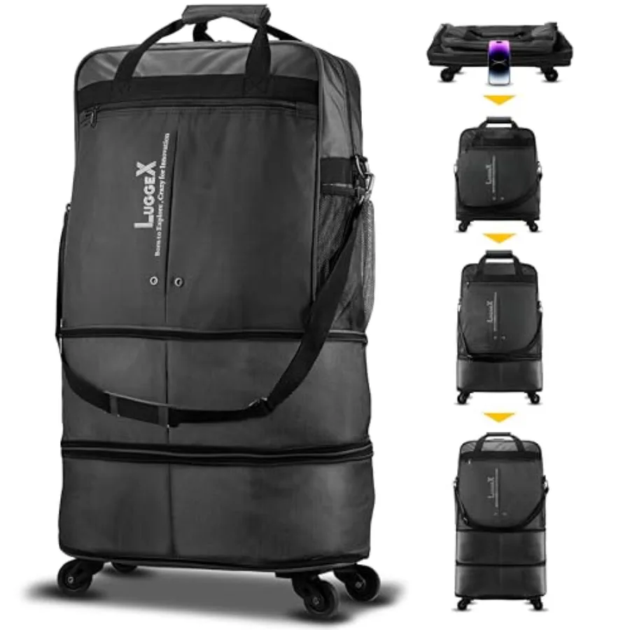 Travel Duffel Bags, Expandable Collapsible Luggage with Spinner Wheels, Lightweight, without Telescopic Handle, Large Capacity
Travel Duffel Bags, Expandable Collapsible Luggage with Spinner Wheels, Lightweight, without Telescopic Handle, Large Capacity
