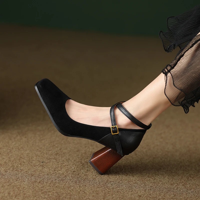 Ladies Shoes Woman Retro Pumps Square Toe French Style Women Shoes 6.5CM Spring Autum Thick Heeled Leather Sheepsuede Pumps
Ladies Shoes Woman Retro Pumps Square Toe French Style Women Shoes 6.5CM Spring Autum Thick Heeled Leather Sheepsuede Pumps