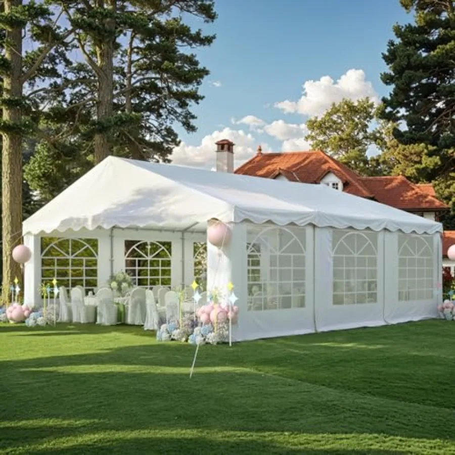 20x20FT Heavy Duty Party Tent, White Outdoor Wedding Canopy with Removable Sidewalls, 2 Roll-Up Doors and 2 Storage Bags, Large
20x20FT Heavy Duty Party Tent, White Outdoor Wedding Canopy with Removable Sidewalls, 2 Roll-Up Doors and 2 Storage Bags, Large