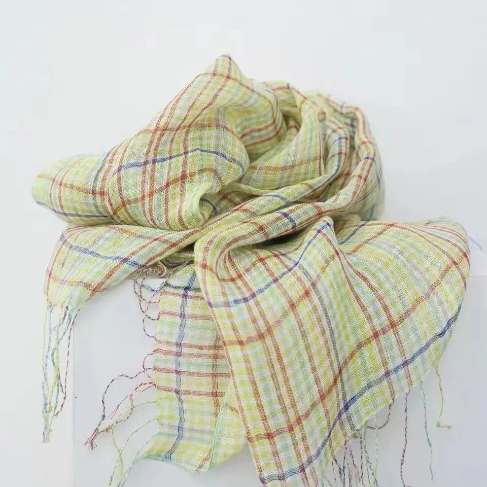 100% Linen Plaid Scarf for Women Japanese Style Breathable Summer Shawl Wrap with Fringes Soft Checkered Neck Scarf Accessory
100% Linen Plaid Scarf for Women Japanese Style Breathable Summer Shawl Wrap with Fringes Soft Checkered Neck Scarf Accessory