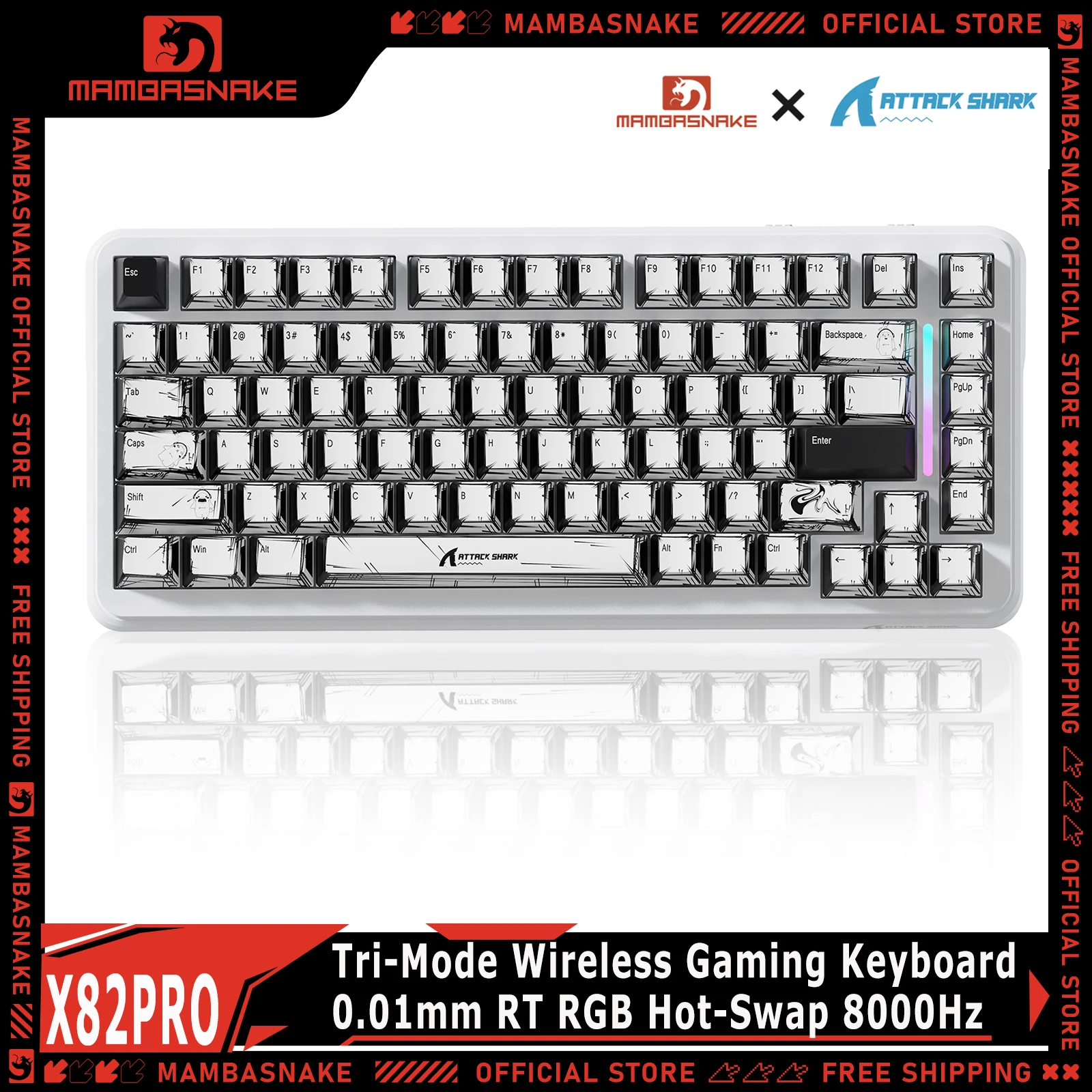 ATTACK SHARK X82PRO HE 75% Tri-Mode Wireless Gaming Keyboard 8000Hz Magnetic Switch 0.01mm RT 5000mAh PBT RGB Hot-Swap
ATTACK SHARK X82PRO HE 75% Tri-Mode Wireless Gaming Keyboard 8000Hz Magnetic Switch 0.01mm RT 5000mAh PBT RGB Hot-Swap