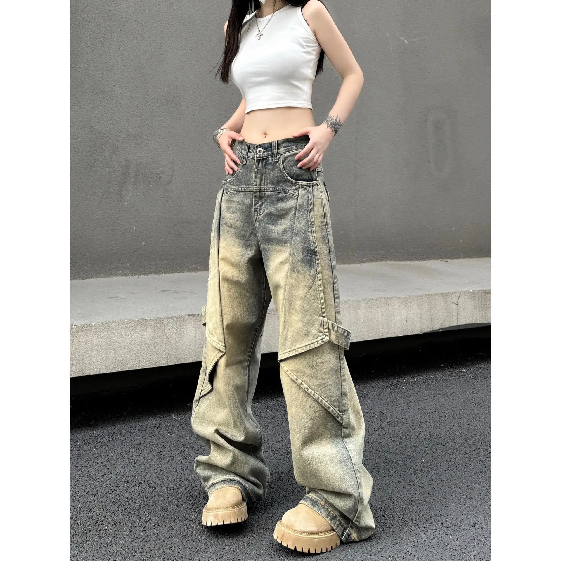 Джинсы в стиле ретро, американский дизайн грязи, мужские и женские широкие расклешенные свободные прямые повседневные брюки, длинные брюки с низкой талией
Джинсы в стиле ретро, американский дизайн грязи, мужские и женские широкие расклешенные свободные прямые повседневные брюки, длинные брюки с низкой талией