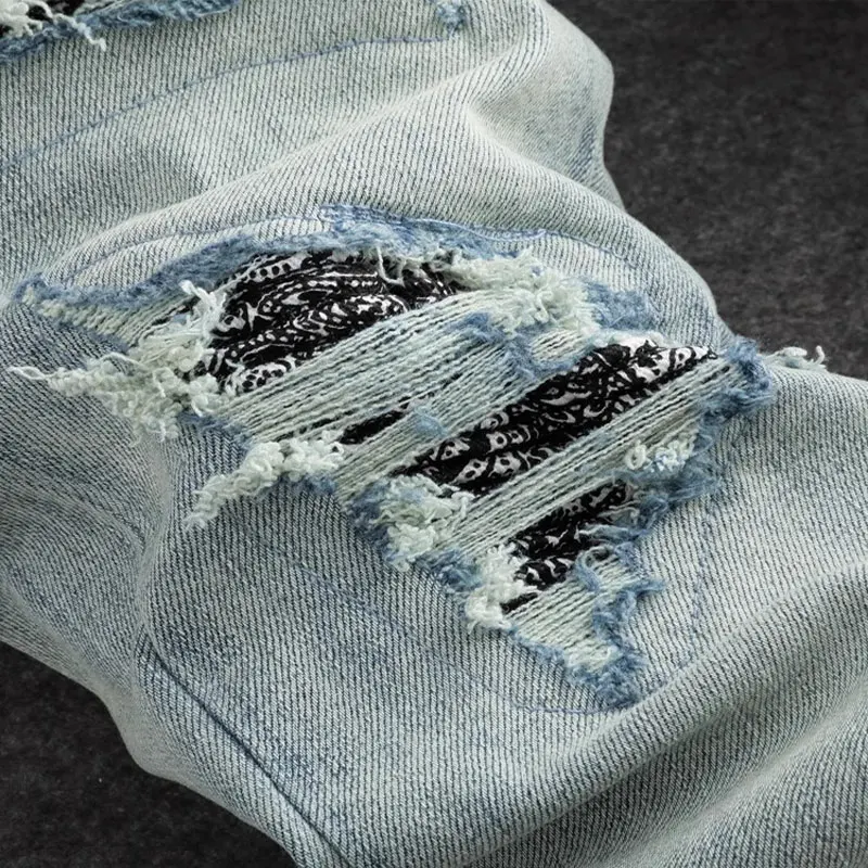 Fashion NewY2k Men's Jeans Washed Nostalgic Cashew Flower Patch Elastic Slimming Retro Light Blue Jeans Hip Hop Brand Designer
Fashion NewY2k Men's Jeans Washed Nostalgic Cashew Flower Patch Elastic Slimming Retro Light Blue Jeans Hip Hop Brand Designer