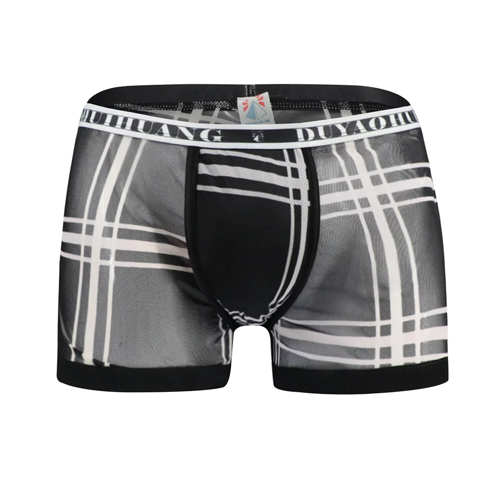 Men's Mesh Plaid Print Boxer Briefs, Breathable Mid-Waist Underwear
Men's Mesh Plaid Print Boxer Briefs, Breathable Mid-Waist Underwear