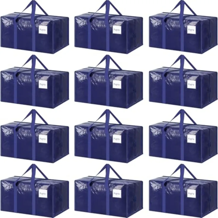 12 Pack Extra Heavy Duty Large Moving Bags in Dark Blue Strong Zipper Comfortable Handles Sturdy Durable Clothes Storage Totes
12 Pack Extra Heavy Duty Large Moving Bags in Dark Blue Strong Zipper Comfortable Handles Sturdy Durable Clothes Storage Totes
