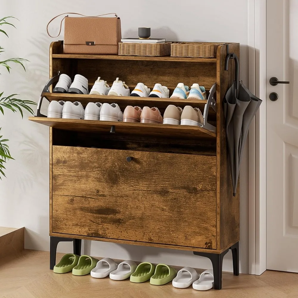 Shoe Storage Cabinet with 2 Flip Drawers, Farmhouse Shoe Cabinet for Entryway, Hidden Slim Narrow Storage Rack Freestanding Org
Shoe Storage Cabinet with 2 Flip Drawers, Farmhouse Shoe Cabinet for Entryway, Hidden Slim Narrow Storage Rack Freestanding Org