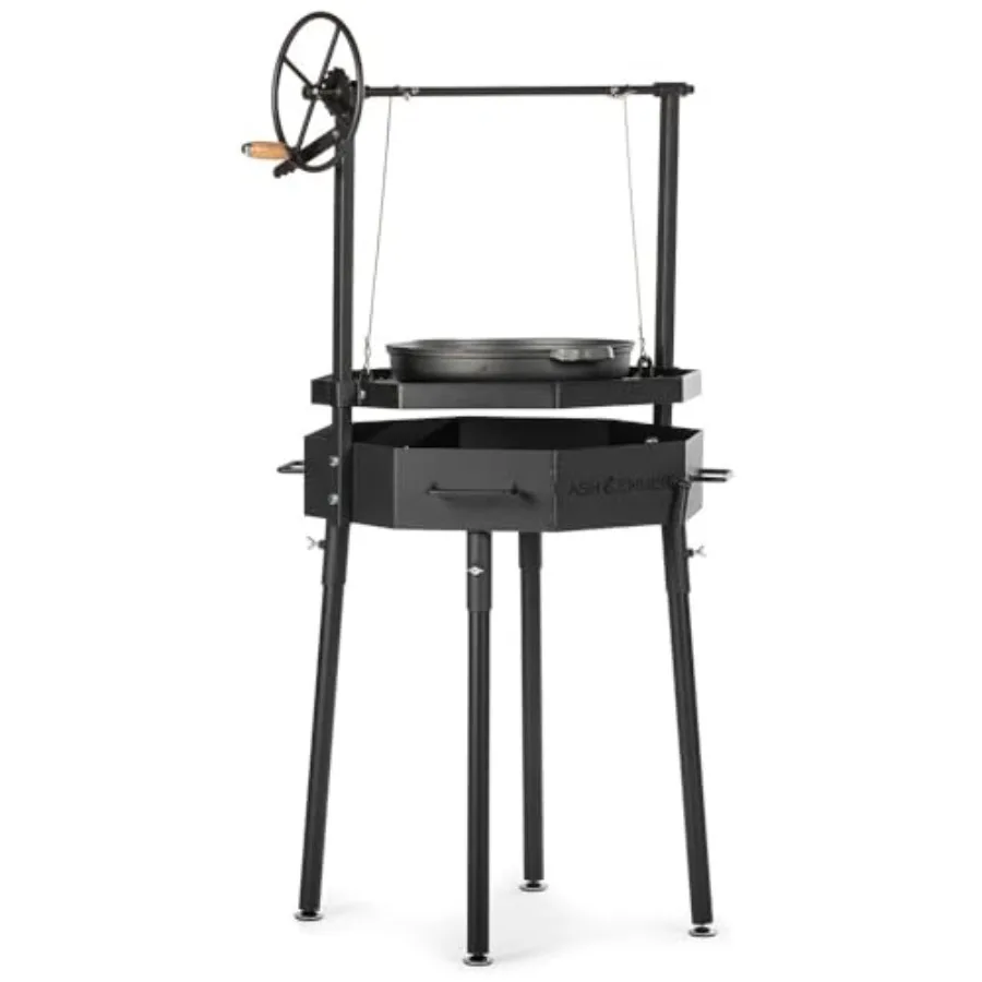 Santa Maria Grill for outdoor cooking, cast iron construction, black finish, adjustable grate with flywheel and included skille
Santa Maria Grill for outdoor cooking, cast iron construction, black finish, adjustable grate with flywheel and included skille