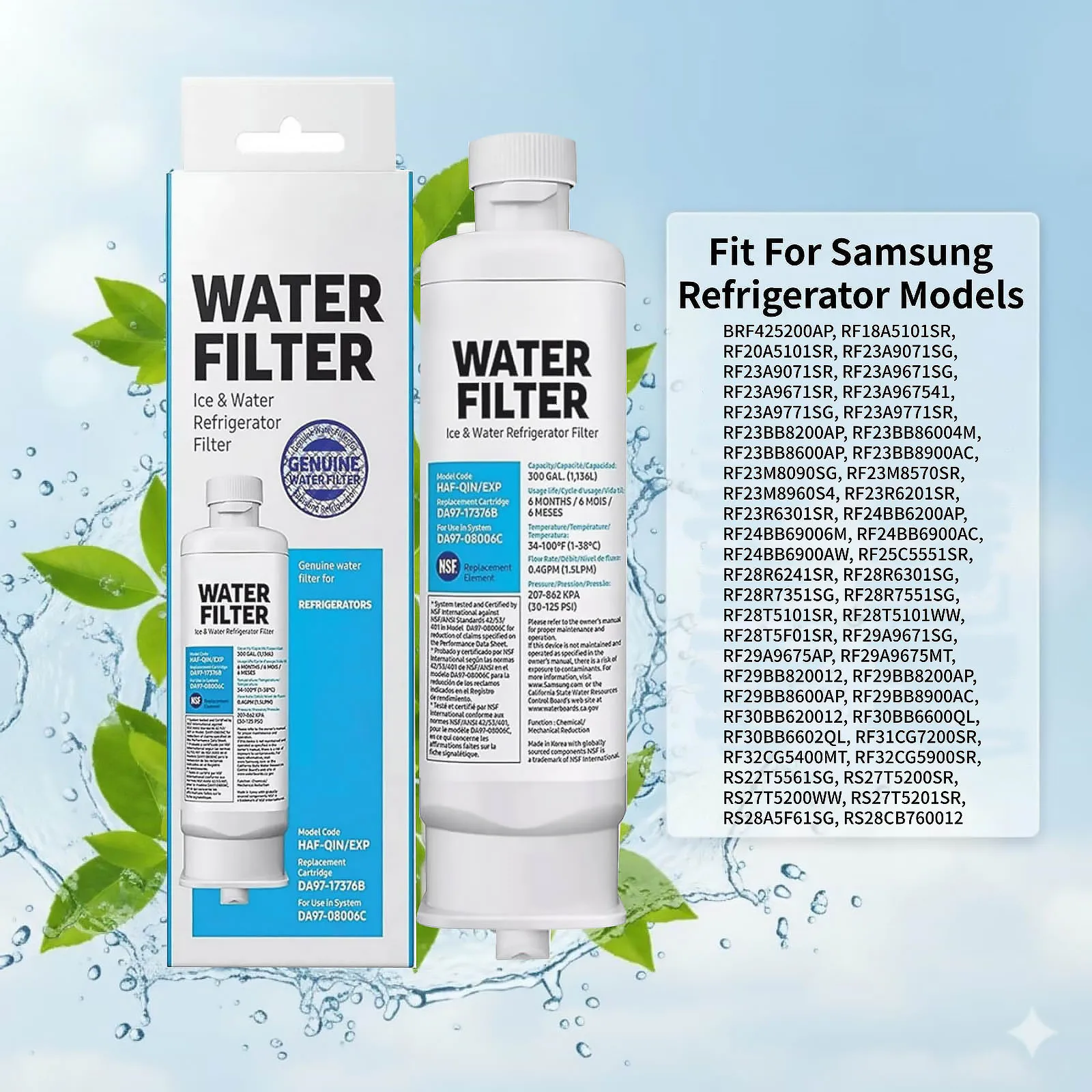 2 Pack Replacement Refrigerator Water Filter for Samsung DA97-17376B DA97-08006C HAF-QIN/EXP Activated Carbon
2 Pack Replacement Refrigerator Water Filter for Samsung DA97-17376B DA97-08006C HAF-QIN/EXP Activated Carbon