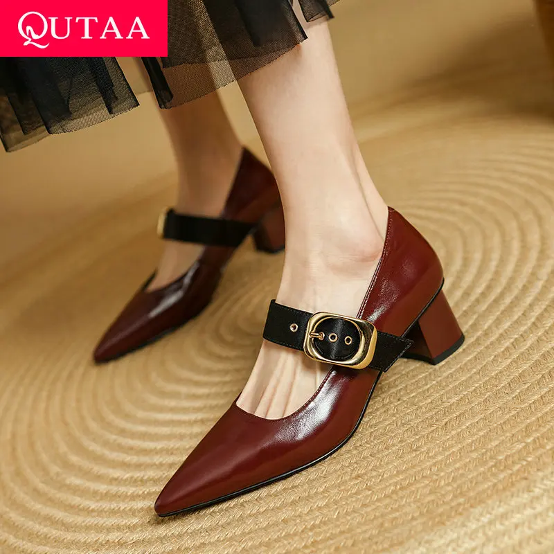 QUTAA 2025 Fashion Women Pumps Shoes Square High Heels Mary Jane Vintage Genuine Leather Summer Pointed Toe Shoes Spring 34-40
QUTAA 2025 Fashion Women Pumps Shoes Square High Heels Mary Jane Vintage Genuine Leather Summer Pointed Toe Shoes Spring 34-40
