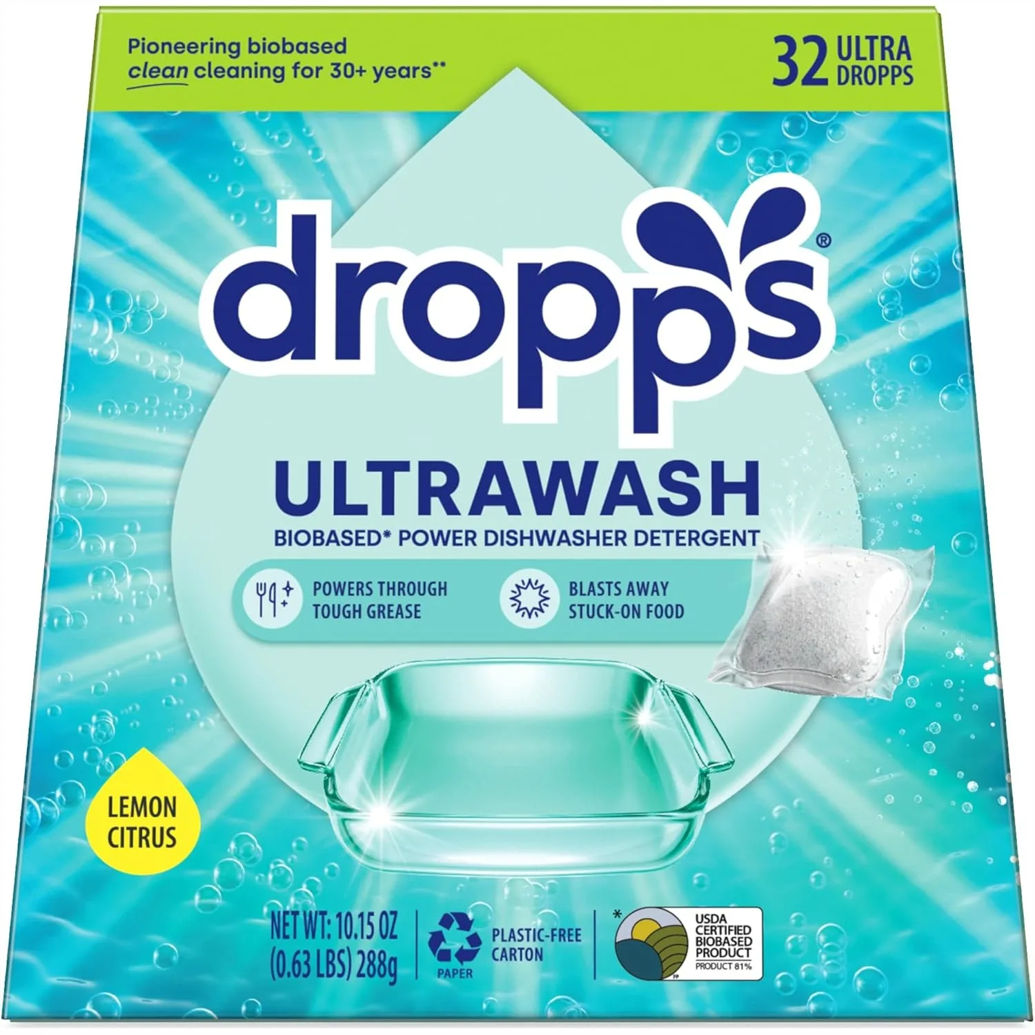 Dishwasher Detergent Pods Lemon Citrus 32 Count Cuts Grease Stuck-On Food Sparkling Dishes No Pre-Rinse Plastic Free
Dishwasher Detergent Pods Lemon Citrus 32 Count Cuts Grease Stuck-On Food Sparkling Dishes No Pre-Rinse Plastic Free