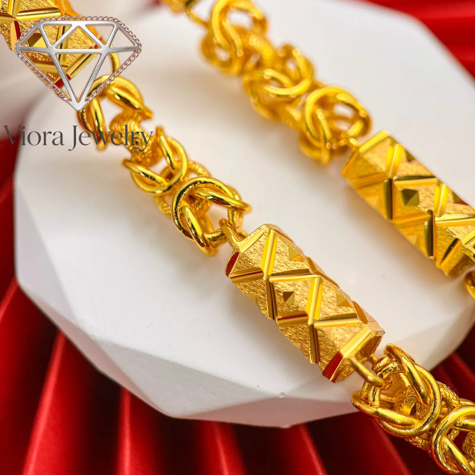 Viora Jewelry Men's cylindrical flower 9999 necklace, large and small, new style, 24K real gold, domineering, large gold chain,
Viora Jewelry Men's cylindrical flower 9999 necklace, large and small, new style, 24K real gold, domineering, large gold chain,